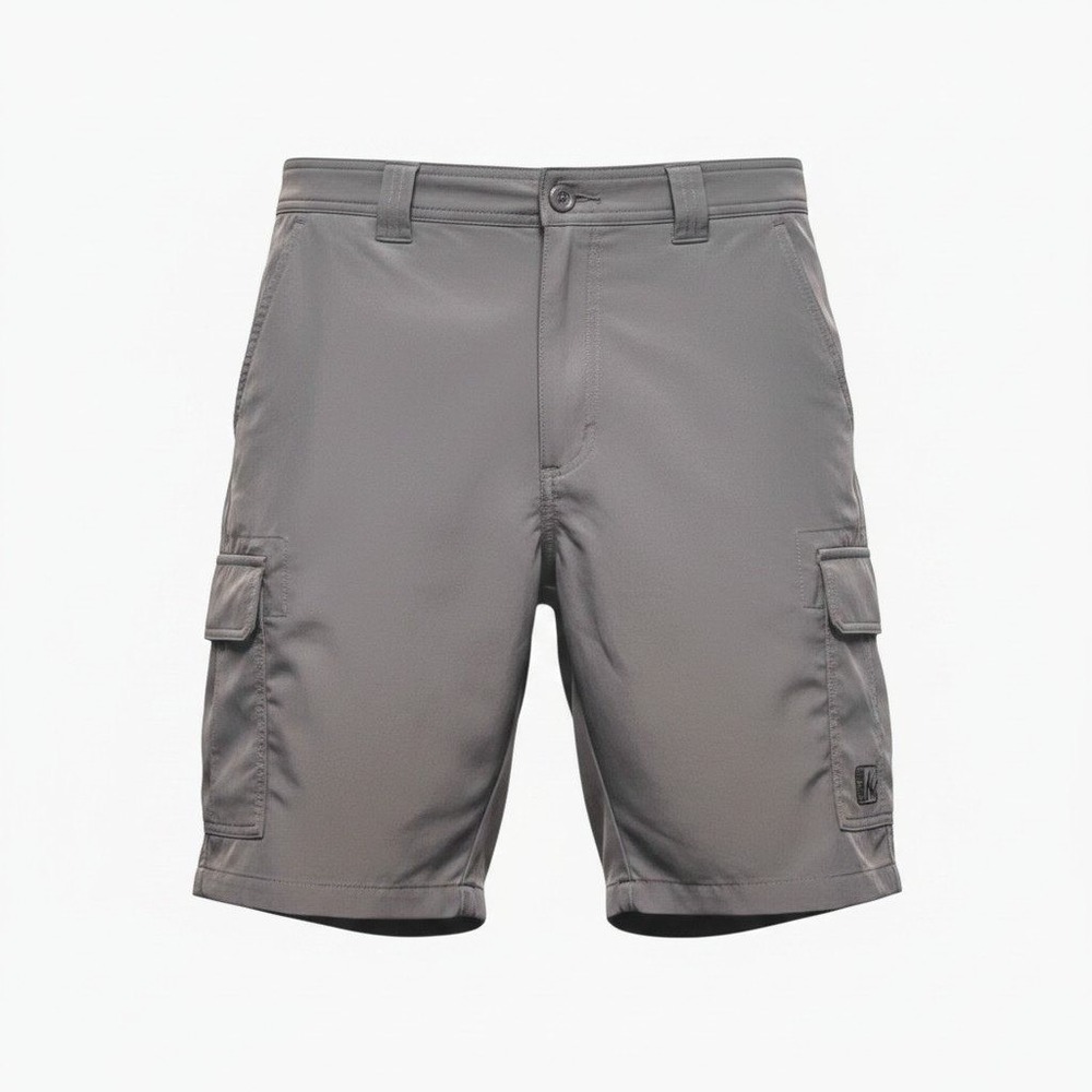 Fintech Mens Performance Cargo Shorts Gray Size Medium Fishing Hiking Utility
